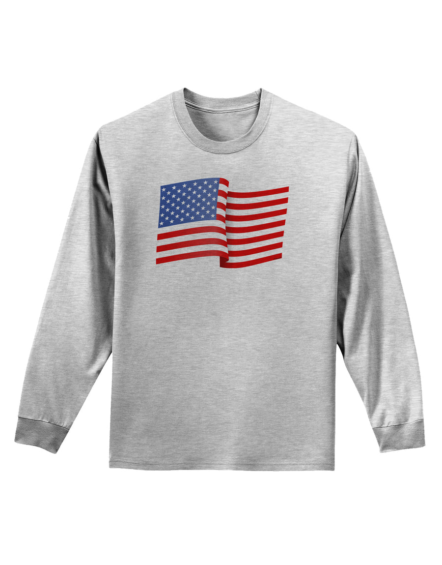 Patriotic Waving USA American Flag Adult Long Sleeve Shirt-Long Sleeve Shirt-TooLoud-White-Small-Davson Sales