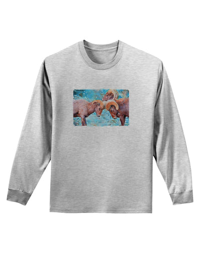 CO Bighorn Head Butt Watercolor Adult Long Sleeve Shirt-Long Sleeve Shirt-TooLoud-AshGray-Small-Davson Sales