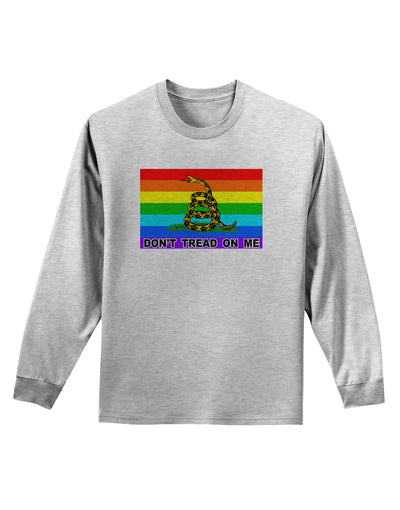 LGBT Rainbow Gadsden Flag Freedom Adult Long Sleeve Shirt-Long Sleeve Shirt-TooLoud-AshGray-Small-Davson Sales