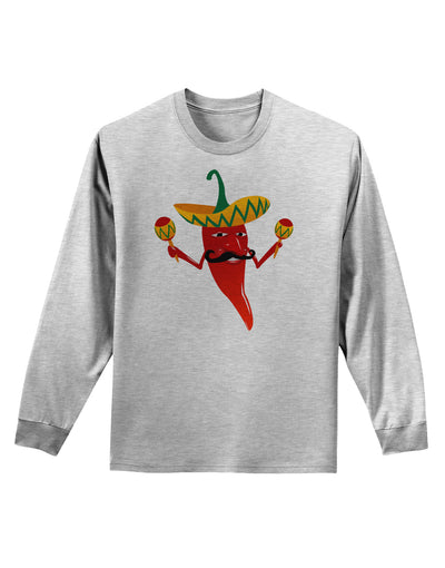 Red Hot Mexican Chili Pepper Adult Long Sleeve Shirt-Long Sleeve Shirt-TooLoud-AshGray-Small-Davson Sales