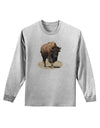 Strong Bison Cutout Adult Long Sleeve Shirt-Long Sleeve Shirt-TooLoud-AshGray-Small-Davson Sales