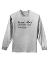 Error 404 Costume Adult Long Sleeve Shirt-Long Sleeve Shirt-TooLoud-AshGray-Small-Davson Sales