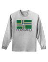 Portland Oregon Flag Text Adult Long Sleeve Shirt-Long Sleeve Shirt-TooLoud-AshGray-Small-Davson Sales