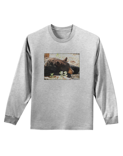 Laying Black Bear Adult Long Sleeve Shirt-Long Sleeve Shirt-TooLoud-AshGray-Small-Davson Sales