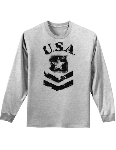 USA Military Army Stencil Logo Adult Long Sleeve Shirt-Long Sleeve Shirt-TooLoud-AshGray-Small-Davson Sales