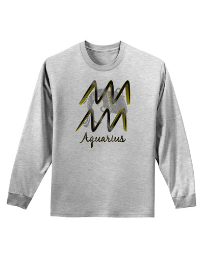 Aquarius Symbol Adult Long Sleeve Shirt-Long Sleeve Shirt-TooLoud-AshGray-Small-Davson Sales