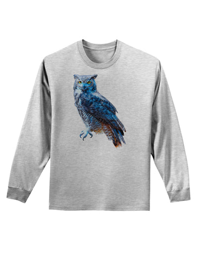 Colorful Great Horned Owl Adult Long Sleeve Shirt-Long Sleeve Shirt-TooLoud-AshGray-Small-Davson Sales