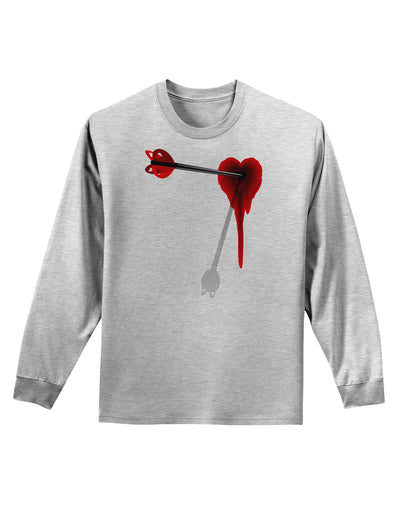 Cupid's Arrow Heart Shot Wound Adult Long Sleeve Shirt-Long Sleeve Shirt-TooLoud-AshGray-Small-Davson Sales