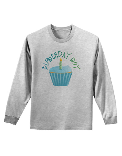 Birthday Boy - Candle Cupcake Adult Long Sleeve Shirt by TooLoud-Long Sleeve Shirt-TooLoud-AshGray-Small-Davson Sales