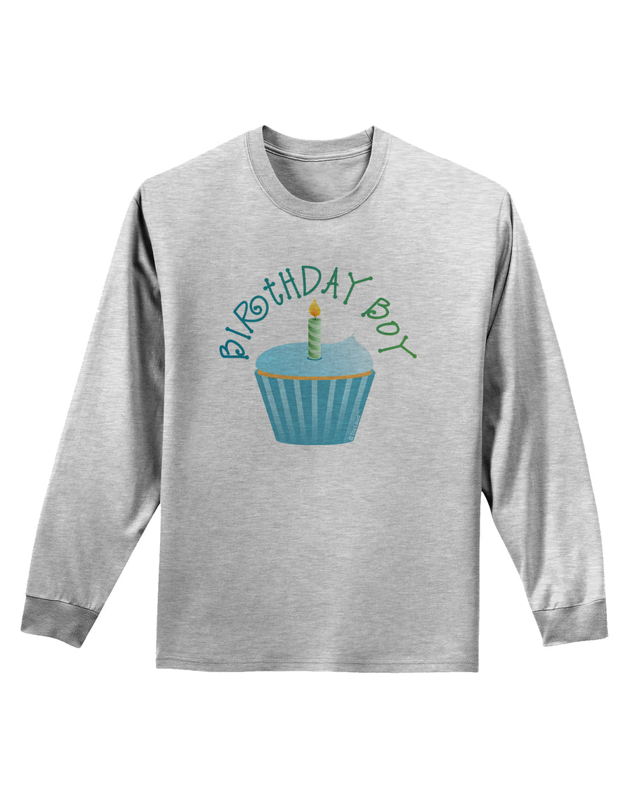 Birthday Boy - Candle Cupcake Adult Long Sleeve Shirt by TooLoud-Long Sleeve Shirt-TooLoud-White-Small-Davson Sales