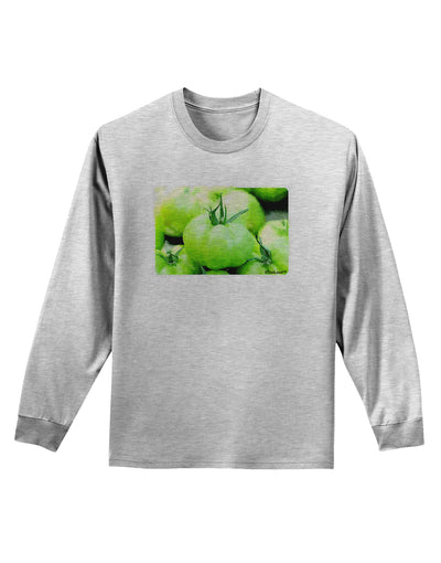 Watercolor Green Tomatoes Adult Long Sleeve Shirt-Long Sleeve Shirt-TooLoud-AshGray-Small-Davson Sales