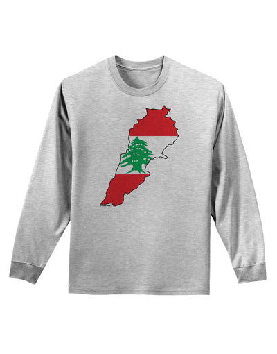 Lebanon Flag Silhouette Adult Long Sleeve Shirt-Long Sleeve Shirt-TooLoud-AshGray-Small-Davson Sales