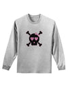 Pink and Black Crossbones Girl Adult Long Sleeve Shirt-Long Sleeve Shirt-TooLoud-AshGray-Small-Davson Sales