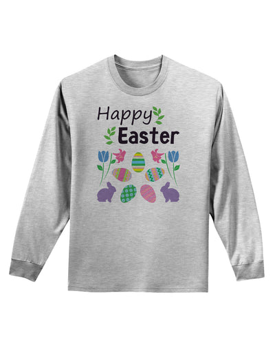 Happy Easter Design Adult Long Sleeve Shirt-Long Sleeve Shirt-TooLoud-AshGray-Small-Davson Sales