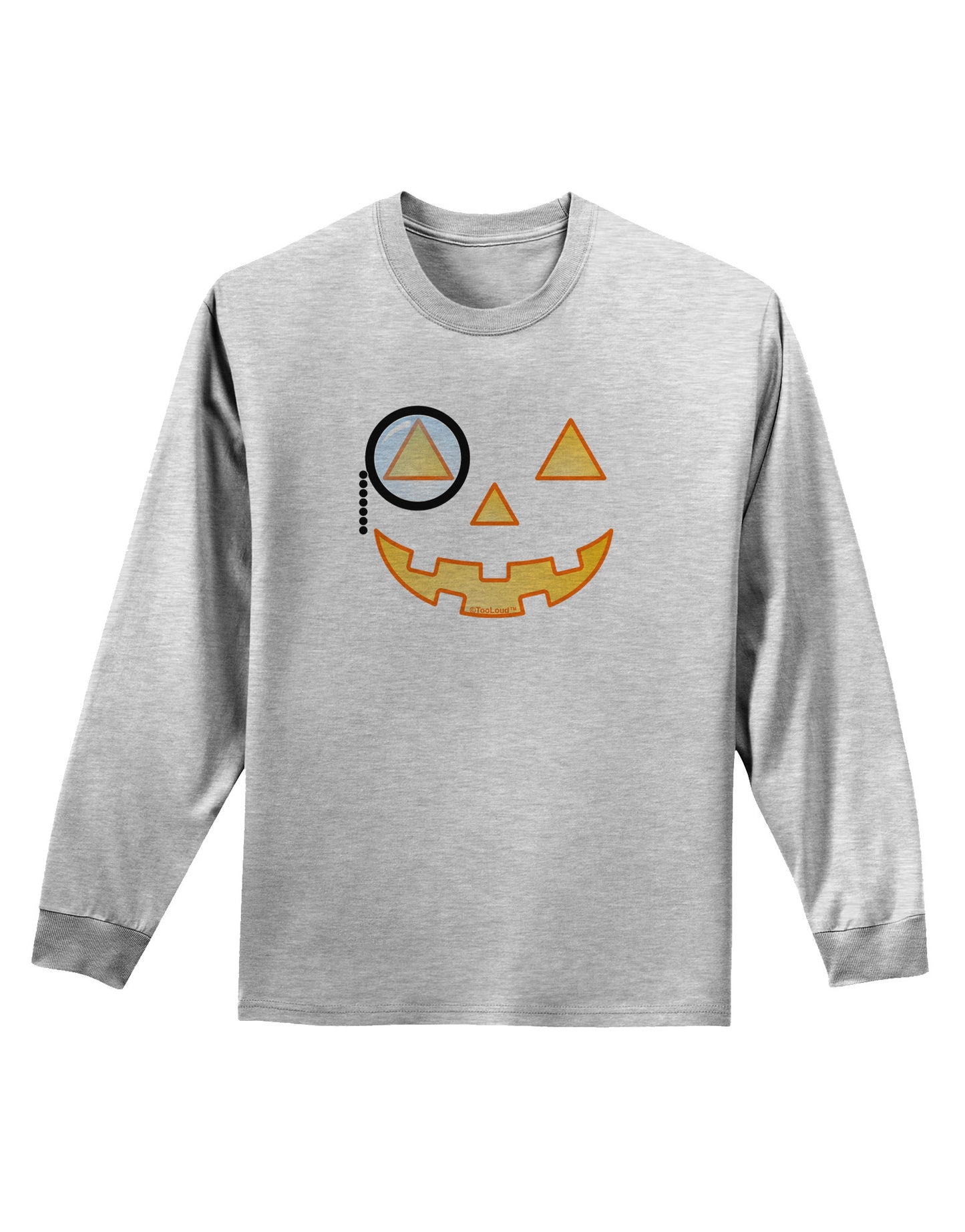 Monocle Jack-o-Lantern Color Adult Long Sleeve Shirt-Long Sleeve Shirt-TooLoud-AshGray-Small-Davson Sales