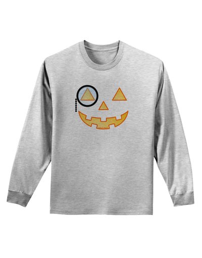 Monocle Jack-o-Lantern Color Adult Long Sleeve Shirt-Long Sleeve Shirt-TooLoud-AshGray-Small-Davson Sales