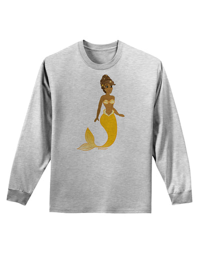 Mermaid Design - Yellow Adult Long Sleeve Shirt-Long Sleeve Shirt-TooLoud-AshGray-Small-Davson Sales