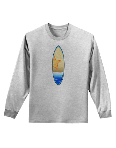 Starfish Surfboard Adult Long Sleeve Shirt by TooLoud-Long Sleeve Shirt-TooLoud-AshGray-Small-Davson Sales