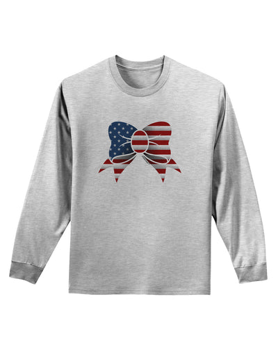 Patriotic Bow Adult Long Sleeve Shirt-Long Sleeve Shirt-TooLoud-AshGray-Small-Davson Sales