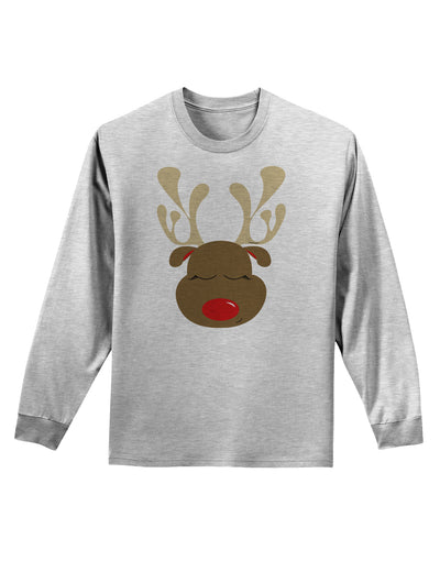 Cute Rudolph Reindeer Face Christmas Adult Long Sleeve Shirt-Long Sleeve Shirt-TooLoud-AshGray-Small-Davson Sales