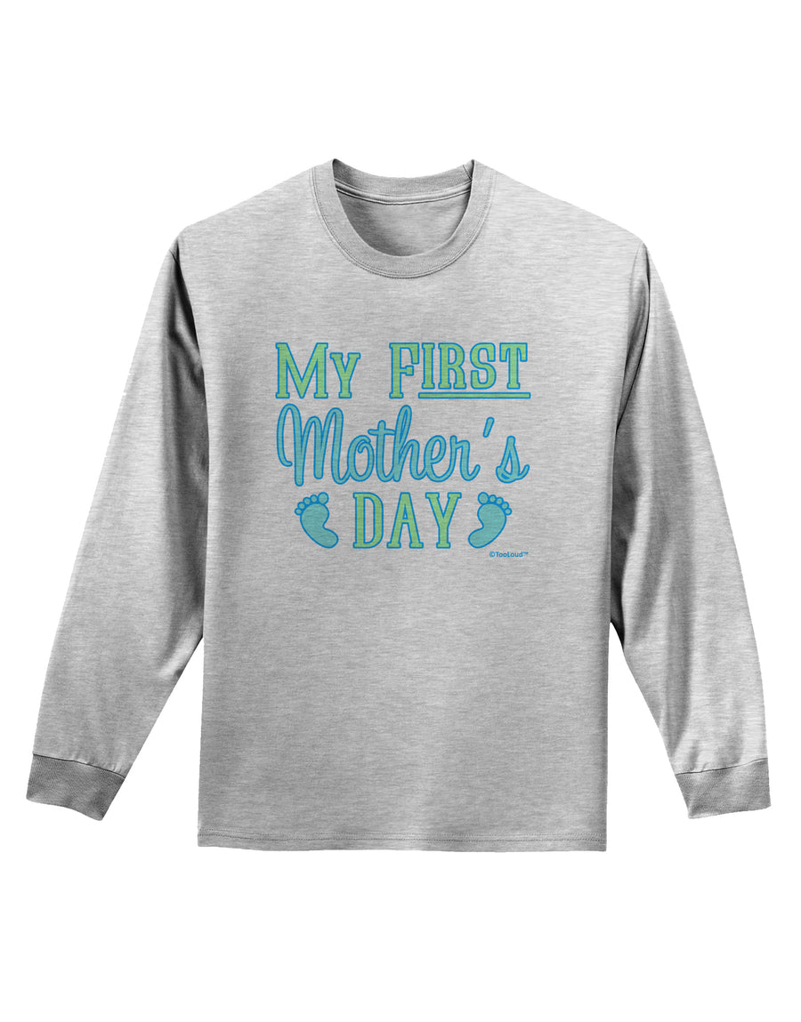 My First Mother's Day - Baby Feet - Blue Adult Long Sleeve Shirt by TooLoud-Long Sleeve Shirt-TooLoud-White-Small-Davson Sales