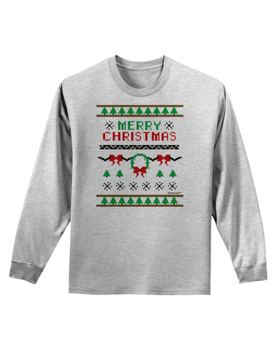 Merry Christmas Ugly Christmas Sweater Adult Long Sleeve Shirt-Long Sleeve Shirt-TooLoud-AshGray-Small-Davson Sales