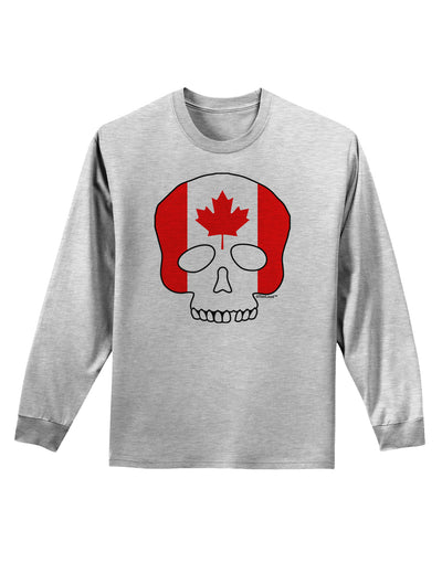 Skull Flag Canada Adult Long Sleeve Shirt-Long Sleeve Shirt-TooLoud-AshGray-Small-Davson Sales