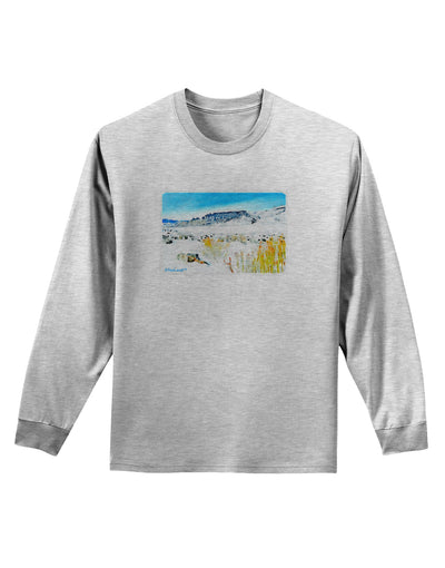 CO Snow Scene Watercolor Adult Long Sleeve Shirt-Long Sleeve Shirt-TooLoud-AshGray-Small-Davson Sales