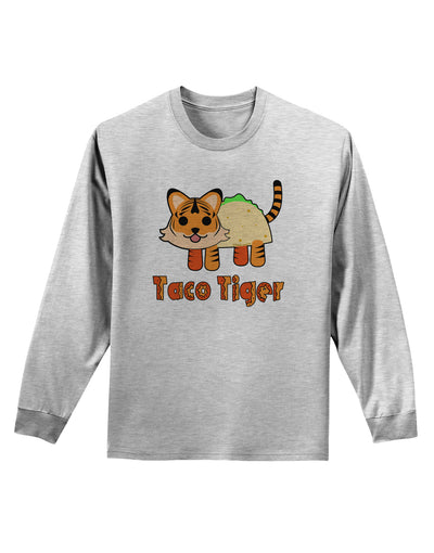 Cute Taco Tiger Text Adult Long Sleeve Shirt-Long Sleeve Shirt-TooLoud-AshGray-Small-Davson Sales