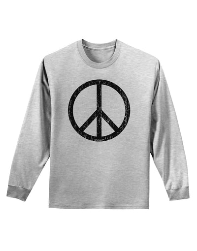 Peace Sign Symbol - Distressed Adult Long Sleeve Shirt-Long Sleeve Shirt-TooLoud-AshGray-Small-Davson Sales