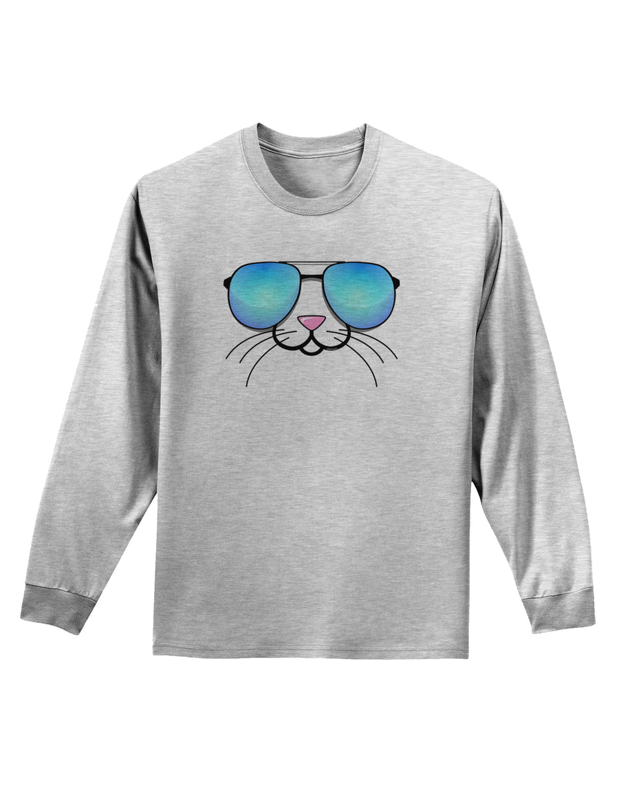 Kyu-T Face - Tiny Cool Sunglasses Adult Long Sleeve Shirt-Long Sleeve Shirt-TooLoud-White-Small-Davson Sales