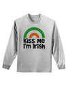 Irish Flag Rainbow - Kiss Me I'm Irish Adult Long Sleeve Shirt by TooLoud-Long Sleeve Shirt-TooLoud-AshGray-Small-Davson Sales