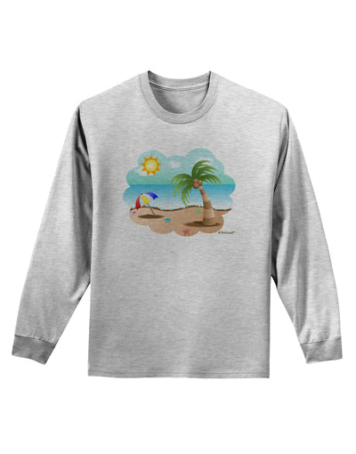 Fun Summer Beach Scene Adult Long Sleeve Shirt by TooLoud-Long Sleeve Shirt-TooLoud-AshGray-Small-Davson Sales