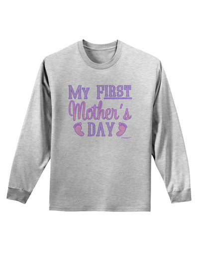 My First Mother's Day - Baby Feet - Pink Adult Long Sleeve Shirt by TooLoud-Long Sleeve Shirt-TooLoud-AshGray-Small-Davson Sales