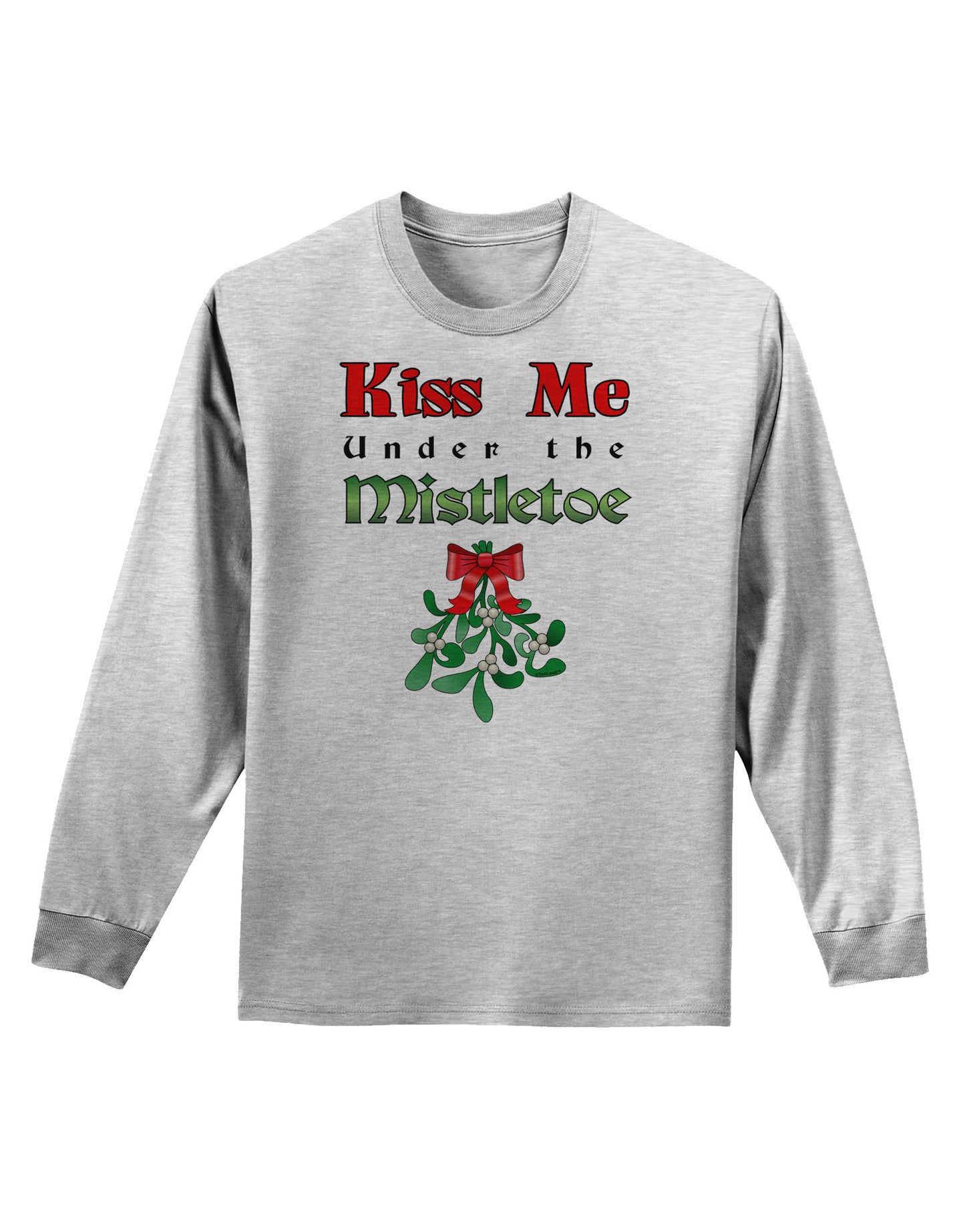 Kiss Me Under the Mistletoe Christmas Adult Long Sleeve Shirt-Long Sleeve Shirt-TooLoud-AshGray-Small-Davson Sales