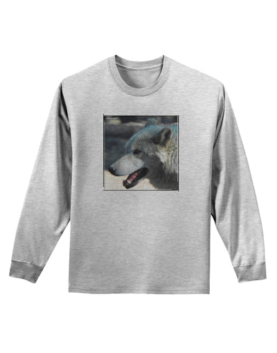 TooLoud White Wolf Face Adult Long Sleeve Shirt-Long Sleeve Shirt-TooLoud-AshGray-Small-Davson Sales