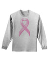 Pink Breast Cancer Awareness Ribbon - Stronger Everyday Adult Long Sleeve Shirt-Long Sleeve Shirt-TooLoud-AshGray-Small-Davson Sales