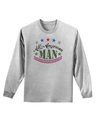 All-American Man Adult Long Sleeve Shirt-Long Sleeve Shirt-TooLoud-AshGray-Small-Davson Sales