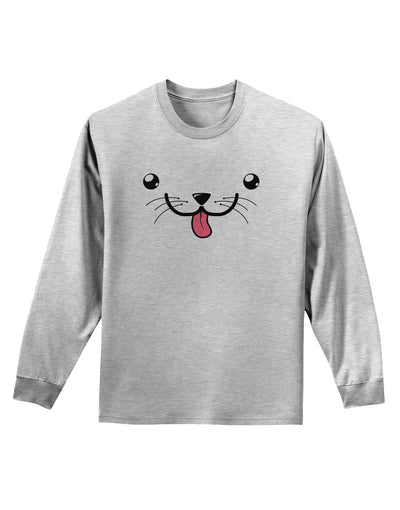 Kyu-T Face - Puppino the Puppy Dog Adult Long Sleeve Shirt-Long Sleeve Shirt-TooLoud-AshGray-Small-Davson Sales