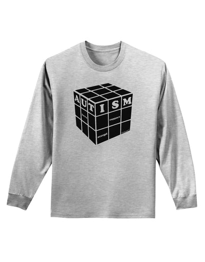 Autism Awareness - Cube B & W Adult Long Sleeve Shirt-Long Sleeve Shirt-TooLoud-AshGray-Small-Davson Sales