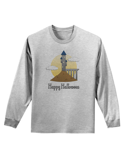 Moonlit Wizard Tower - Happy Halloween Adult Long Sleeve Shirt-Long Sleeve Shirt-TooLoud-AshGray-Small-Davson Sales