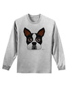 Cute Boston Terrier Dog Face Adult Long Sleeve Shirt-Long Sleeve Shirt-TooLoud-AshGray-Small-Davson Sales