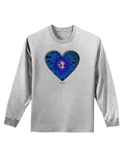 Water Droplet Heart Blue Adult Long Sleeve Shirt by TooLoud-Long Sleeve Shirt-TooLoud-AshGray-Small-Davson Sales