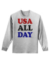 USA All Day - Distressed Patriotic Design Adult Long Sleeve Shirt by TooLoud-Long Sleeve Shirt-TooLoud-AshGray-Small-Davson Sales