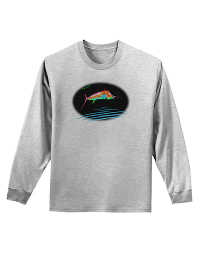 Colorful Swordfish Watercolor Adult Long Sleeve Shirt-Long Sleeve Shirt-TooLoud-AshGray-Small-Davson Sales