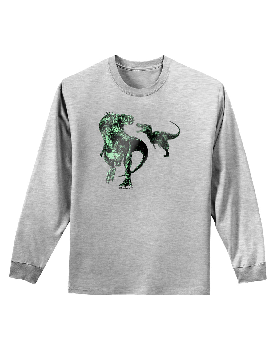 Jurassic Dinosaur Metallic - Silver Adult Long Sleeve Shirt by TooLoud-Long Sleeve Shirt-TooLoud-White-Small-Davson Sales