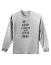 Keep Calm and Love Bees Color Adult Long Sleeve Shirt-Long Sleeve Shirt-TooLoud-AshGray-Small-Davson Sales