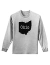 Ohio - United States Shape Adult Long Sleeve Shirt by TooLoud-Long Sleeve Shirt-TooLoud-AshGray-Small-Davson Sales