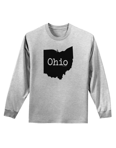 Ohio - United States Shape Adult Long Sleeve Shirt by TooLoud-Long Sleeve Shirt-TooLoud-AshGray-Small-Davson Sales