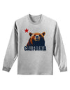 California Republic Design - Grizzly Bear and Star Adult Long Sleeve Shirt by TooLoud-Long Sleeve Shirt-TooLoud-AshGray-Small-Davson Sales